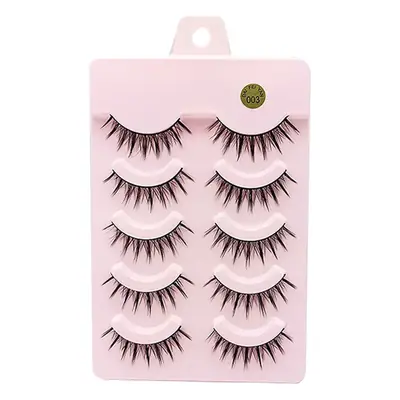 False Eyelashes for Daily Makeup, 5 Pairs, Natural Curl, Pink Design