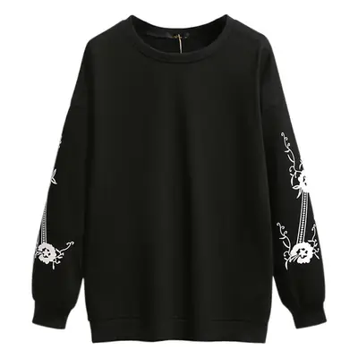 Women's Fat Body Fat Printed Long Sleeve Top White