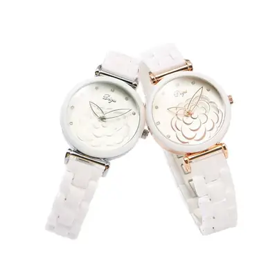 Women's Camellia Rose Gold Watch White Strap