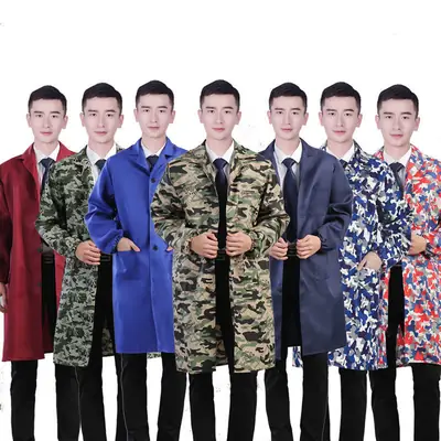 Men's Camo Long Coat Dust Proof Labor Protection