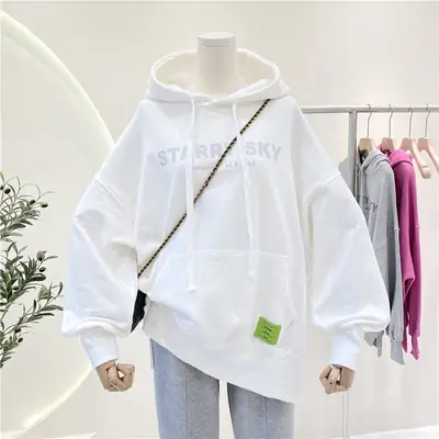 Women Pink Hoodie Sweatshirt Loose Fit Plus Size 2026