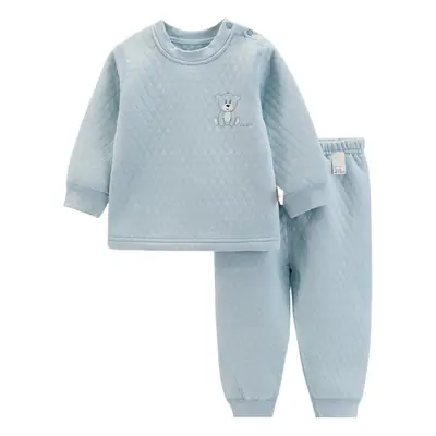 Infant Light Blue 3-Layer Warm Suit for Newborns