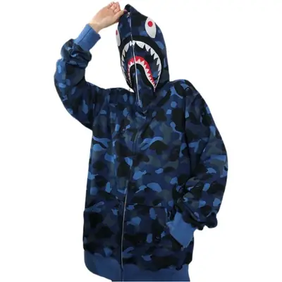Women Shark Camouflage Hooded Sweatshirt Autumn Winter
