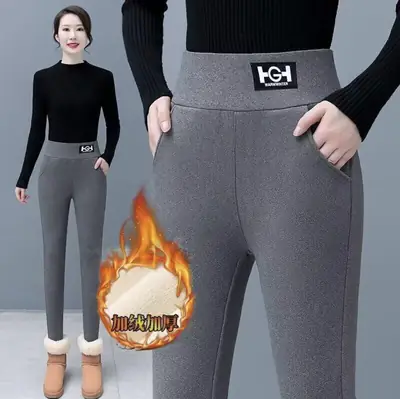 Women Thick Fleece Leggings Black Winter Warm 2026