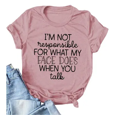 Women's Green T-Shirt "I'm Not Responsible" Round Neck Short Sleeve