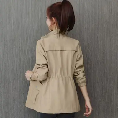 Women's 2025 Slimming Cardigan Coat with Stand Collar Beige