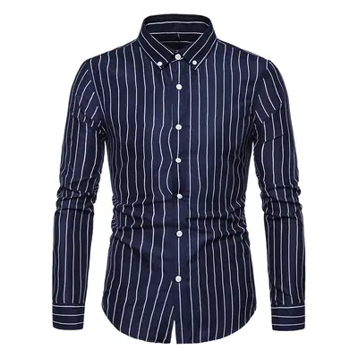 Men's Striped Long Sleeve Shirt Cotton Polyester