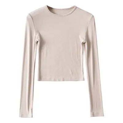 New European Style Slim Fit T-Shirt Brown Long Sleeve
