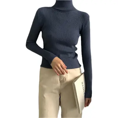 Women Korean Style Slim Knitted Turtleneck Sweaters 2025