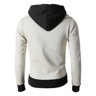 New Men's Hooded Sweatshirt Jacket Grey Black Zip Front
