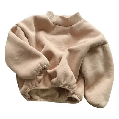 Kids Fleece Warm Collar Pullover Brown Beige
