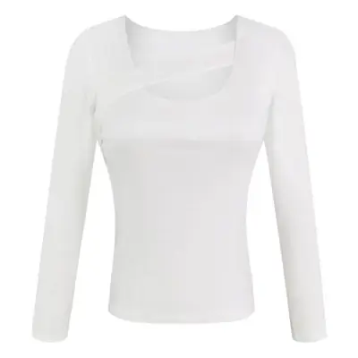 2025 Hollow Out Long Sleeve Top Women White Slim Fit