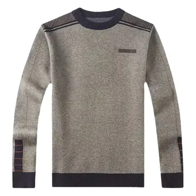 Middle-Aged Men Fleece Lined Sweater Black