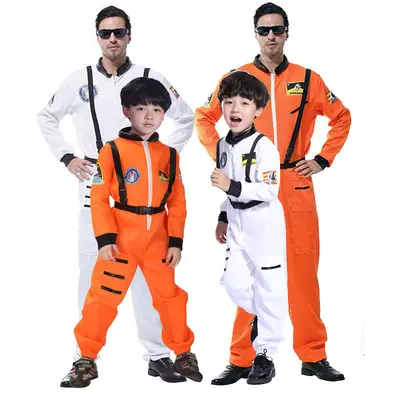 Children's White Space Suit Astronaut Costume Adult Men Women