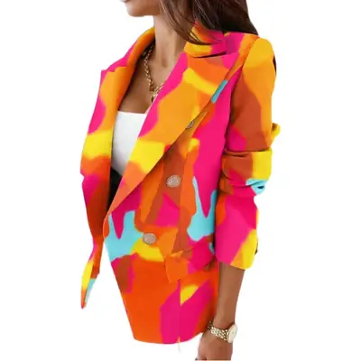 Black Printed Long Sleeve Jacket with Gold Embroidery