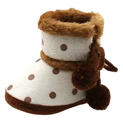 2021 autumn and winter New soft bottom baby shoes 0-1 year old men's and women's baby shoes non-slip toddler shoes cute fur ball cotton boots