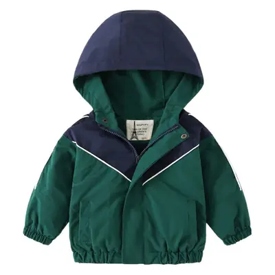 Children's Hooded Jacket Green Blue Zipper 2022 Winter Boys