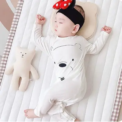 Yellow Cartoon Face Infant Jumpsuit Spring Summer Boys Girls