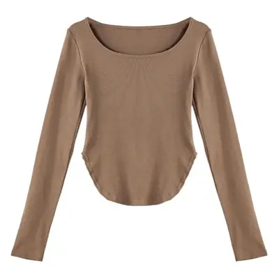 Women's Gray Slim Fit Round Neck T-Shirt