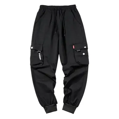Men's Multi-Flap Cargo Pants Black Grey Korean Style