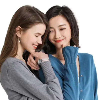 Women V Neck Wool Cardigan Short Knitted Sweater