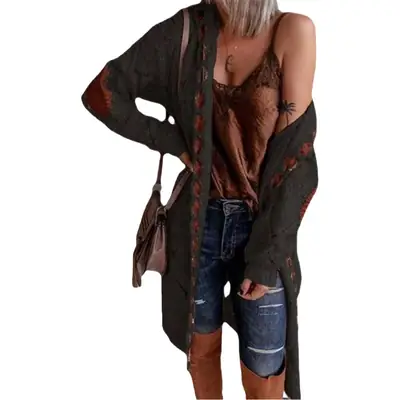 2024 Hooded Velvet Cardigan Sweater Coat with Color Patchwork