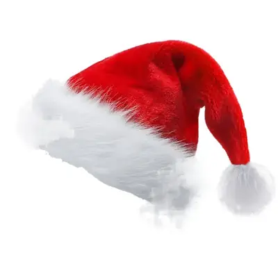 Red Velvet Christmas Hat with Long Fluff for Adults