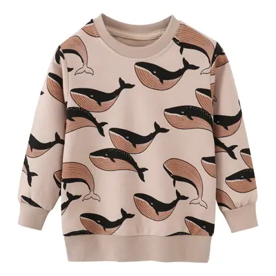 Kids Whale Print Long Sleeve Sweater Top