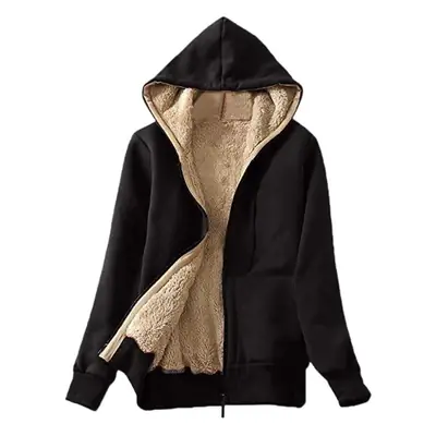 Women's Maroon Plush Hooded Sweatshirt Jacket Plus Size