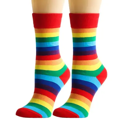 Cross-Border Socks European and American Autumn and Winter Rainbow Socks Women's Mid-Calf Socks Casual Women's Socks Party Party Colorful Striped Socks Men's Socks