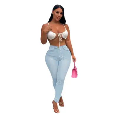 Women's Blue Jeans Top Bra Set for Women