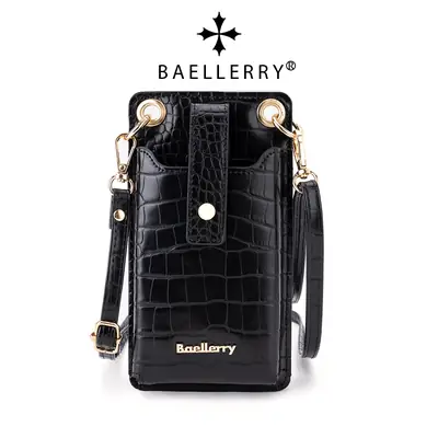 Women's Multi-Function Card Bag with Vertical Zipper & Shoulder Crossbody