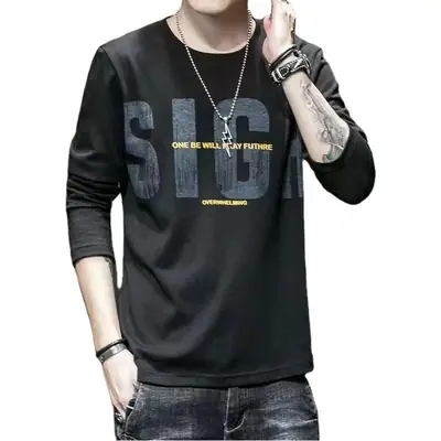 2025 Men Long Sleeve T-Shirt Mint Green Loose Fit