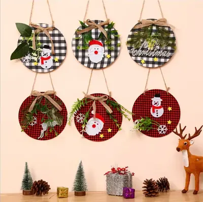 Wooden Crossbody Christmas Wreath with Santa Design