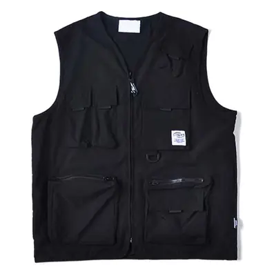 Black Multi-Pocket Hip-Hop Vest for Boys