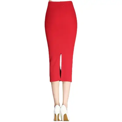 2025 Plus-Size Red Short Skirts Half-Length Elegant Commuter Style
