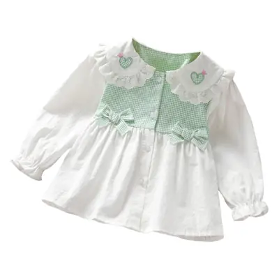 Girls' White Heart Embroidered Long Sleeve Shirt 2025