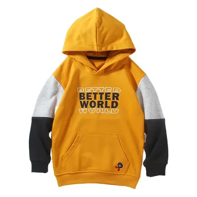 New Boys Hooded Sweatshirt Yellow Black Winter Warm Terry Top