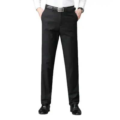 New Men's Black Straight-Leg Dress Pants for College & Work