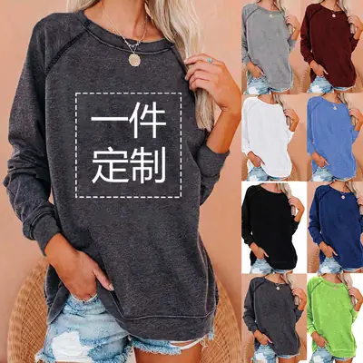 Women Blue Round Neck Sweatshirt Set Winter Casual