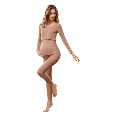 Pregnant Women Velvet Thermal Underwear Single Piece Nursing Pajamas