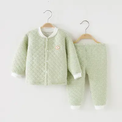 Green Quilted Baby Pajamas Set for Newborn