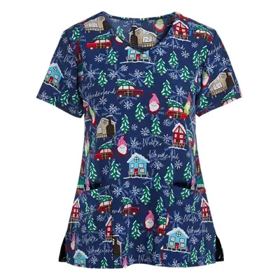 2023 Christmas Printed V-Neck Split Guard Shirt for Women