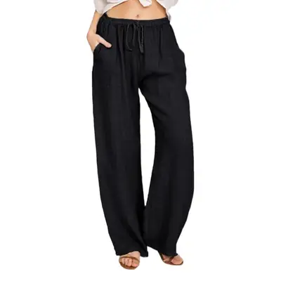 Women's Wide Leg Casual Trousers Solid Color Large