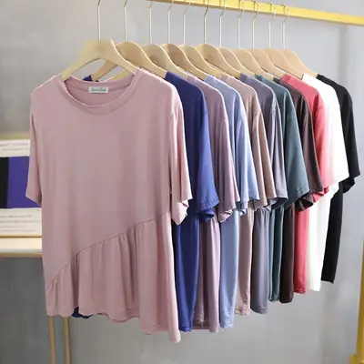 Women Loose Fit T-Shirt Grey Summer Casual Wear