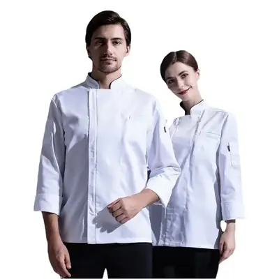 Men & Women Black Zipper Chef Suit Autumn Winter Cooking Training
