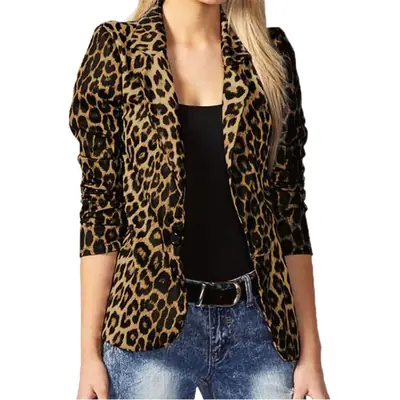 Leopard Print Commuter Jacket Black Short Sleeve