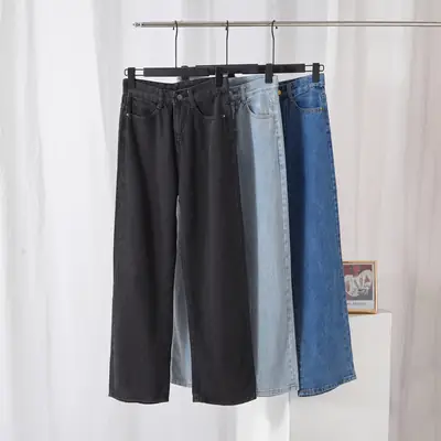 Women Wide Leg Jeans Korean Style 2021 Loose Fit
