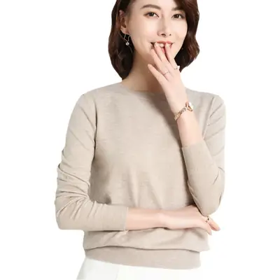 Women's 2025 Knit Pullover Sweater Yellow Round Neck