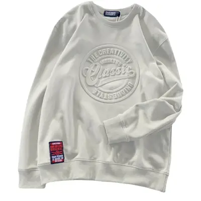 Red Letter Embossed Crew Sweatshirt for Men Women